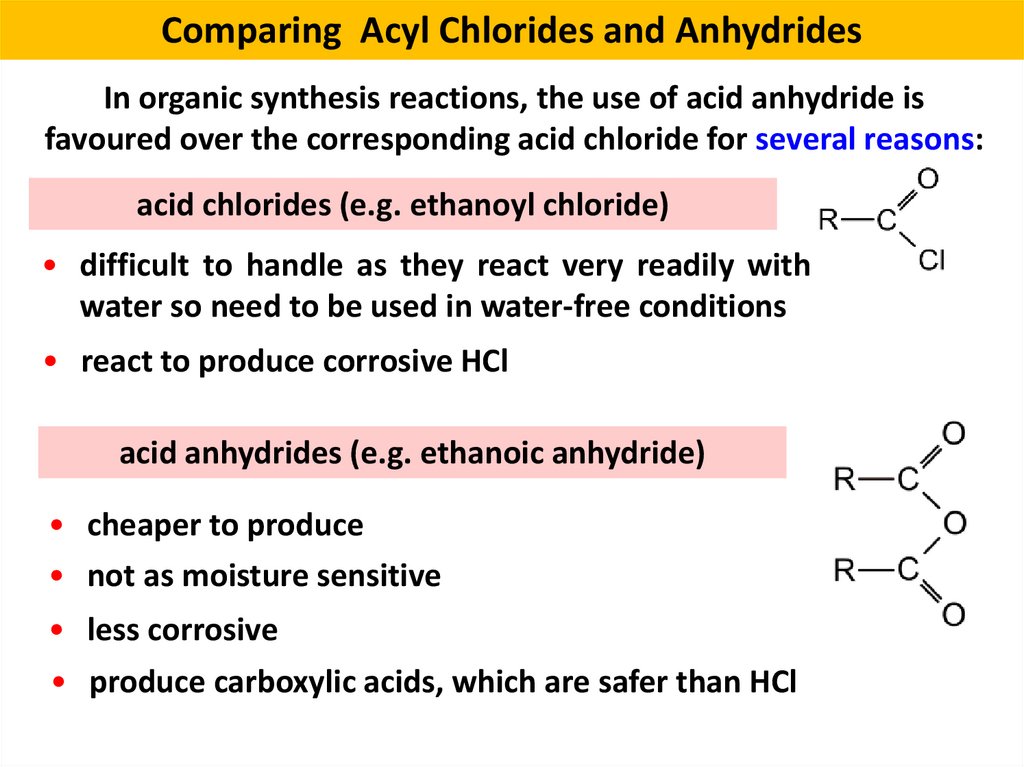 Comparing Acyl Chlorides and Anhydrides