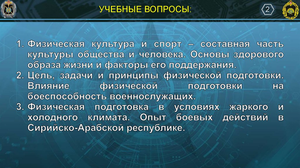 УЧЕБНЫЕ ВОПРОСЫ: