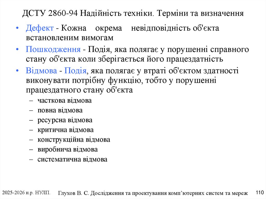 ДСТУ 2860-94 Надійність техніки. Терміни та визначення