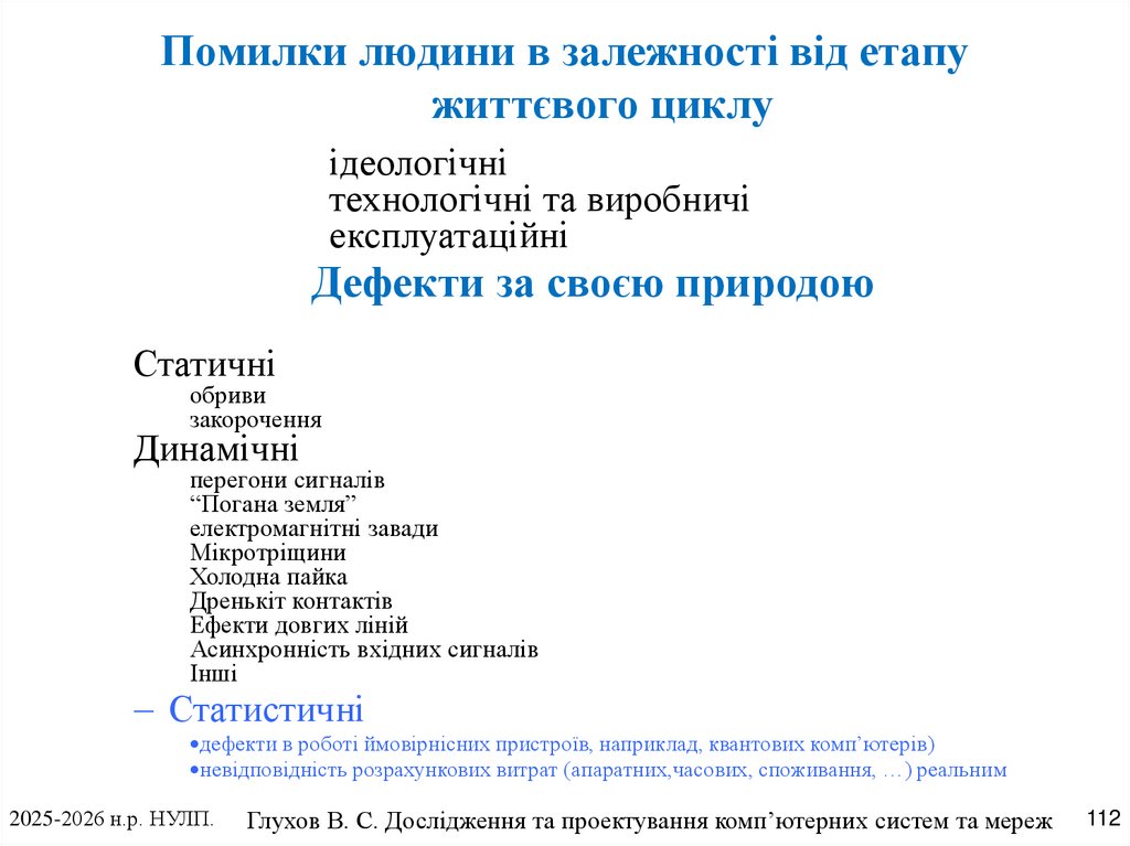 Помилки людини в залежності від етапу життєвого циклу