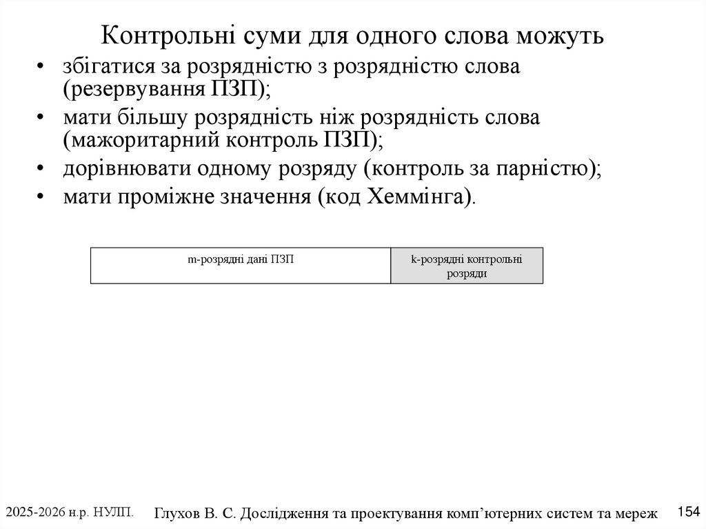 Контрольні суми для одного слова можуть