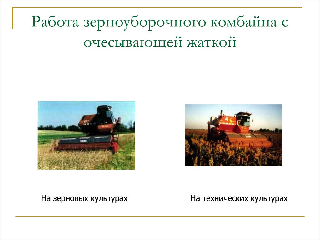 Работа зерноуборочного комбайна с очесывающей жаткой