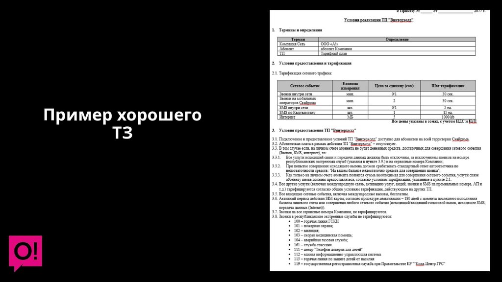 Пример хорошего ТЗ