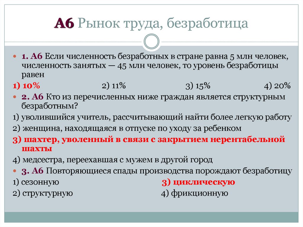 А6 Рынок труда, безработица