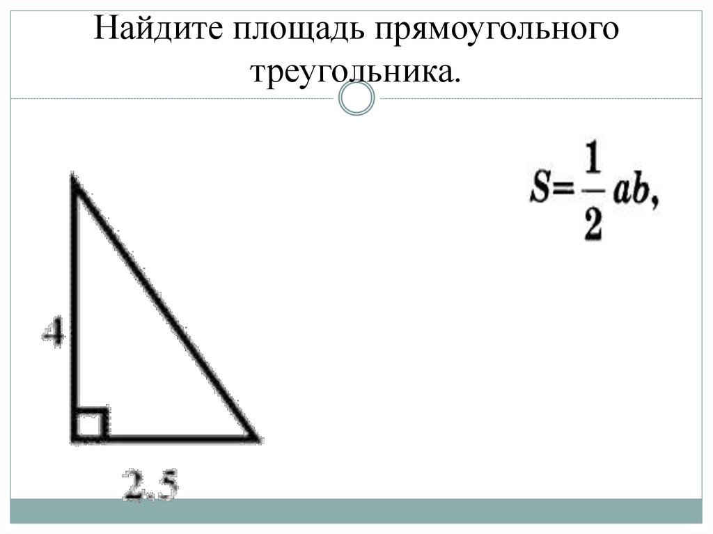 Найдите площадь прямоугольного треугольника.