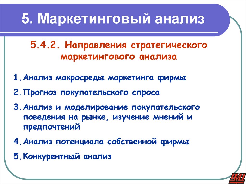 5. Маркетинговый анализ