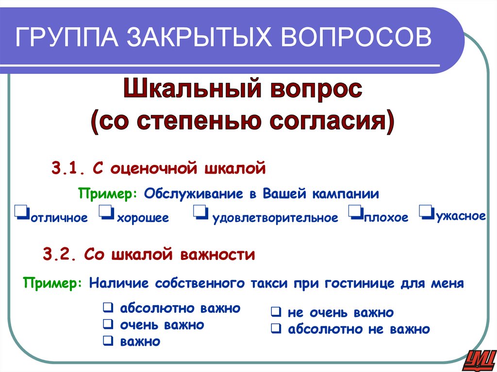 ГРУППА ЗАКРЫТЫХ ВОПРОСОВ