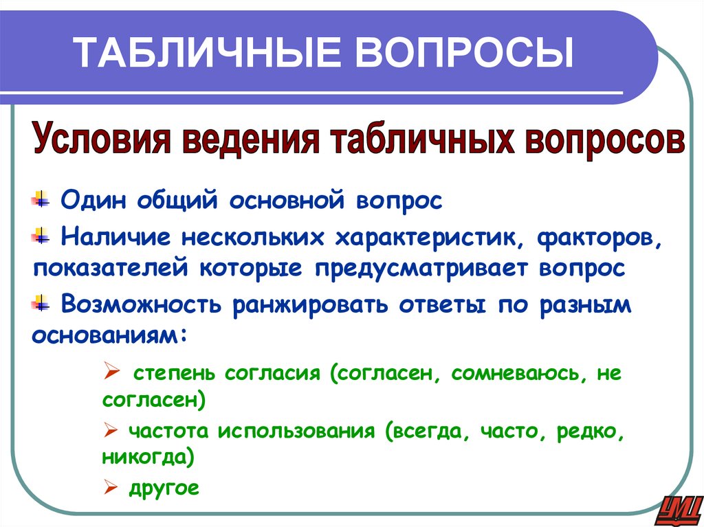 ТАБЛИЧНЫЕ ВОПРОСЫ