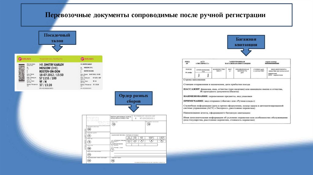 Перевозочные документы сопроводимые после ручной регистрации