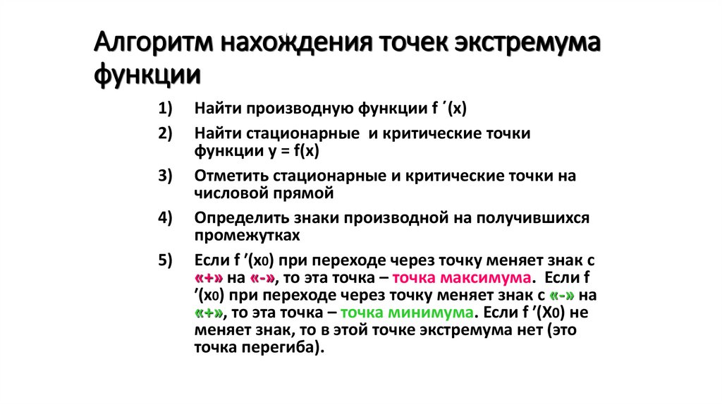 Алгоритм нахождения точек экстремума функции