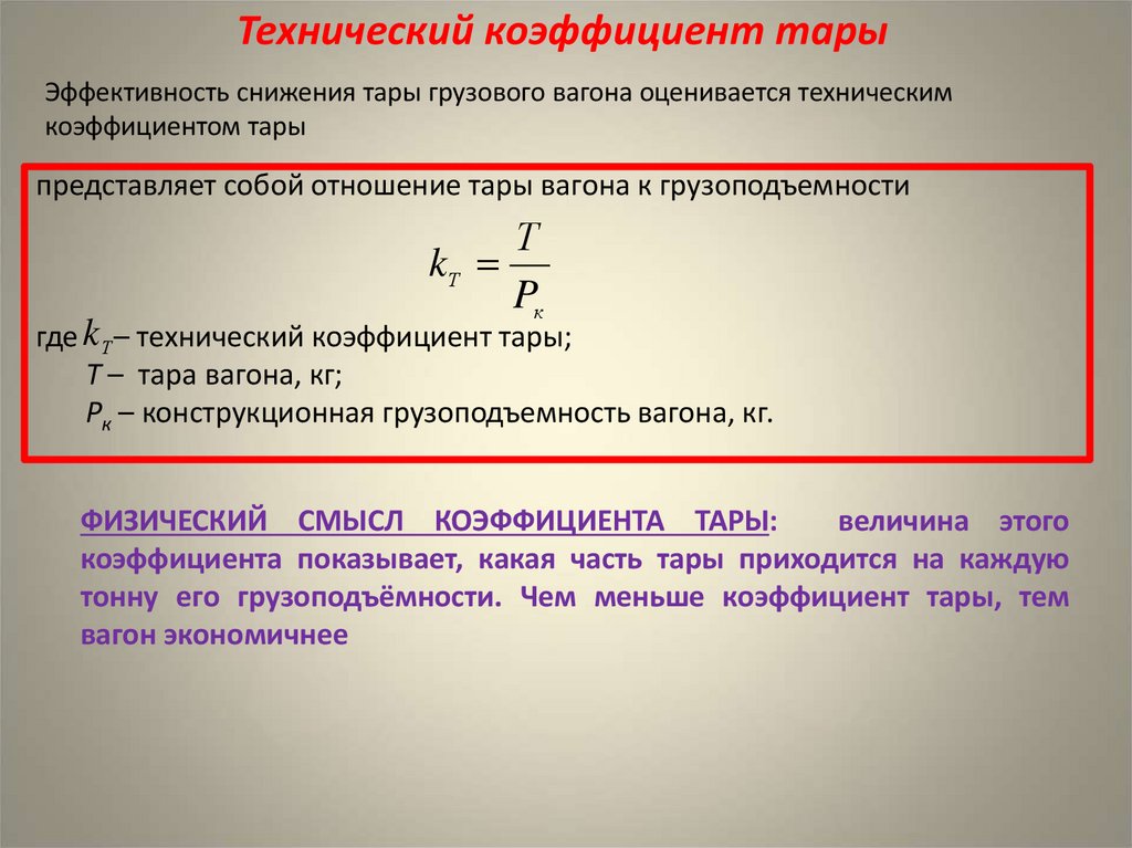 Технический коэффициент тары