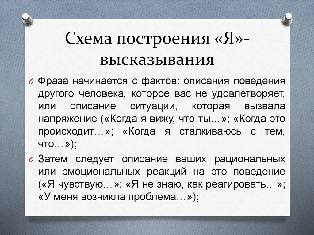 Схема построения «Я»-высказывания