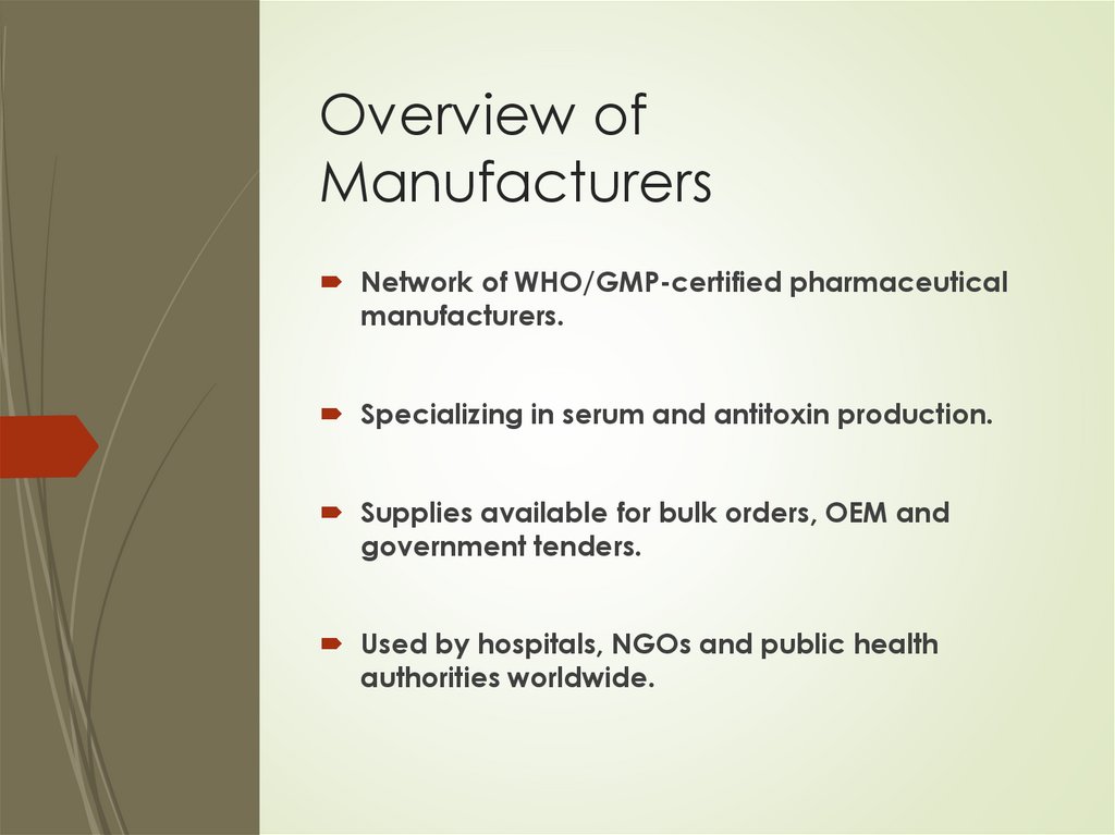 Overview of Manufacturers