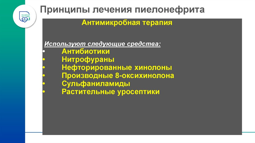 Принципы лечения пиелонефрита