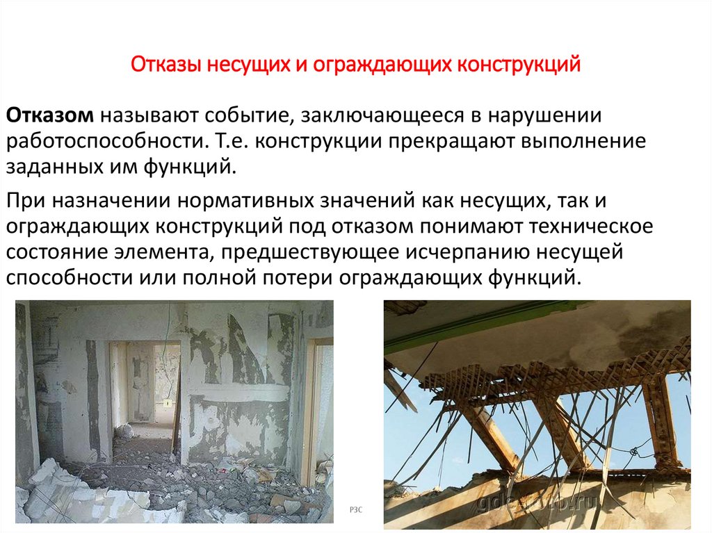 Отказы несущих и ограждающих конструкций