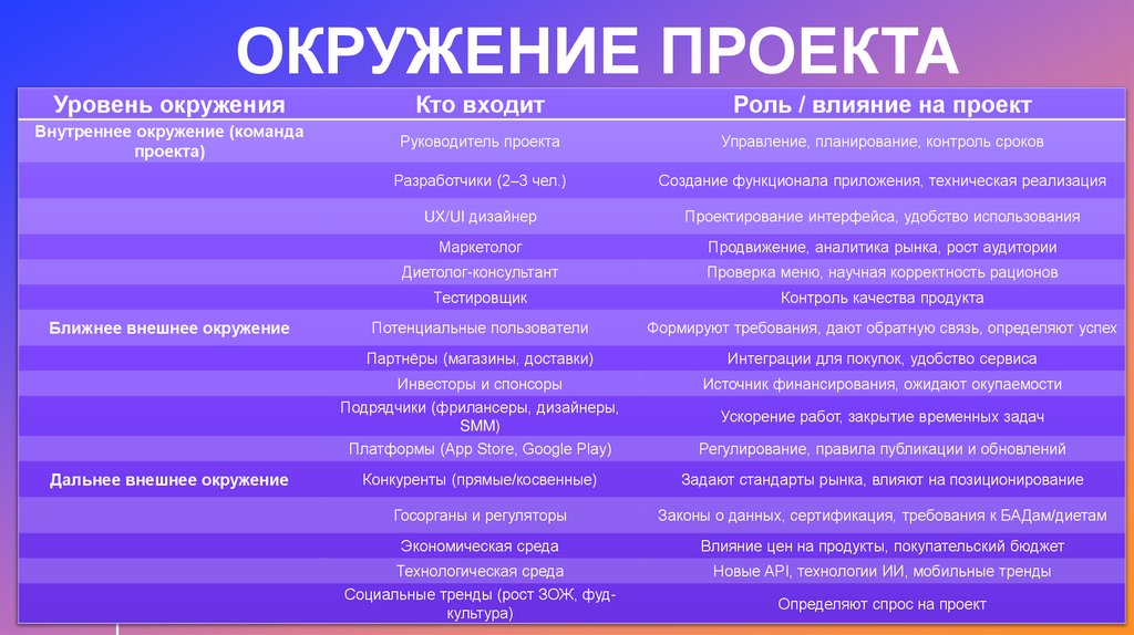 ОКРУЖЕНИЕ ПРОЕКТА