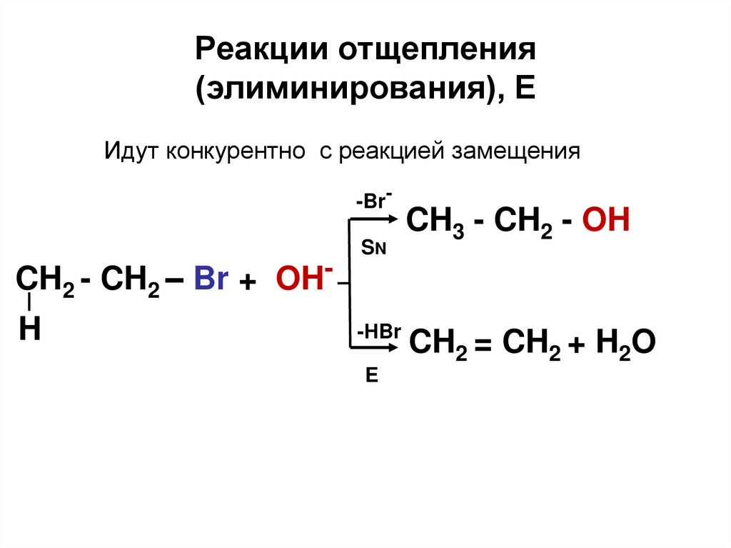 Реакции отщепления (элиминирования), Е