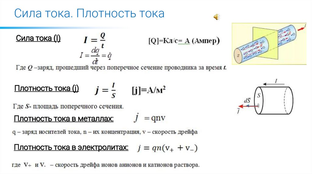 Сила тока. Плотность тока