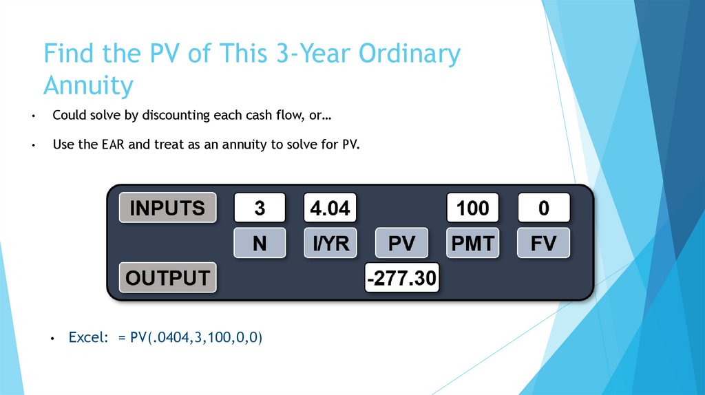 Find the PV of This 3-Year Ordinary Annuity
