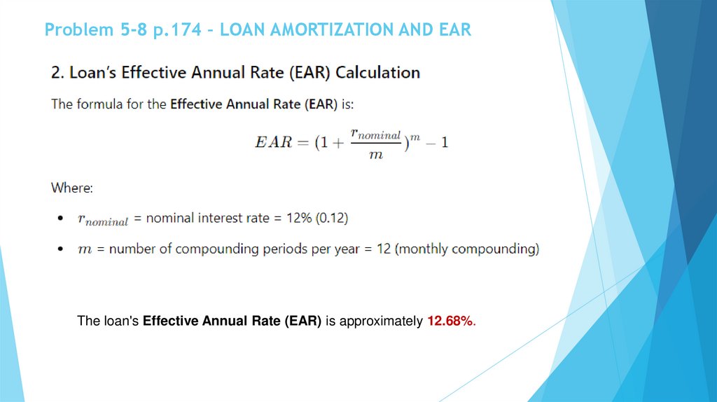 Problem 5-8 p.174 – LOAN AMORTIZATION AND EAR