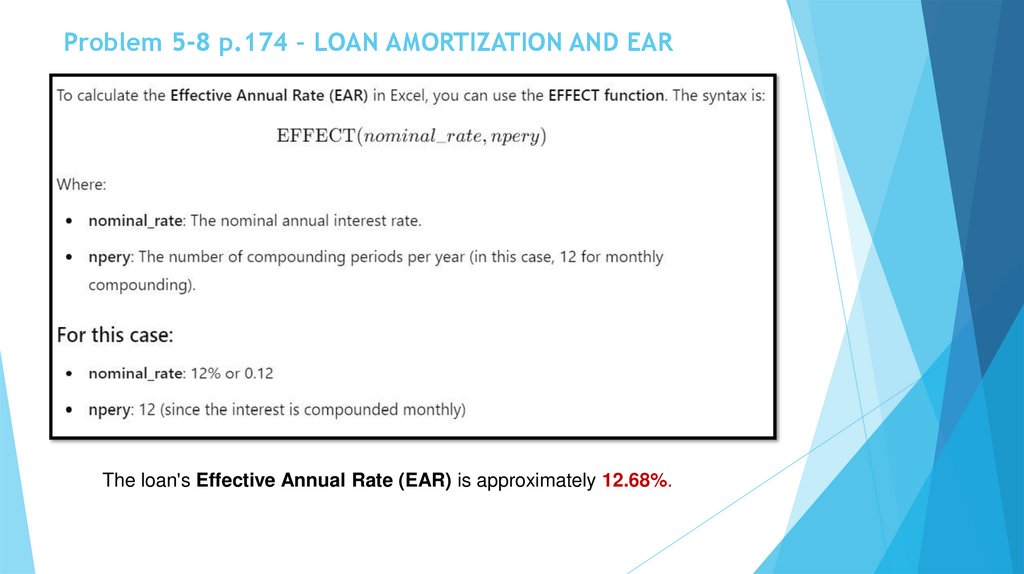 Problem 5-8 p.174 – LOAN AMORTIZATION AND EAR