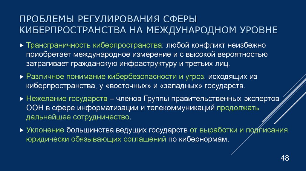 Проблемы регулирования сферы киберпространства на международном уровне