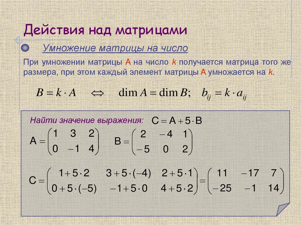 Действия над матрицами