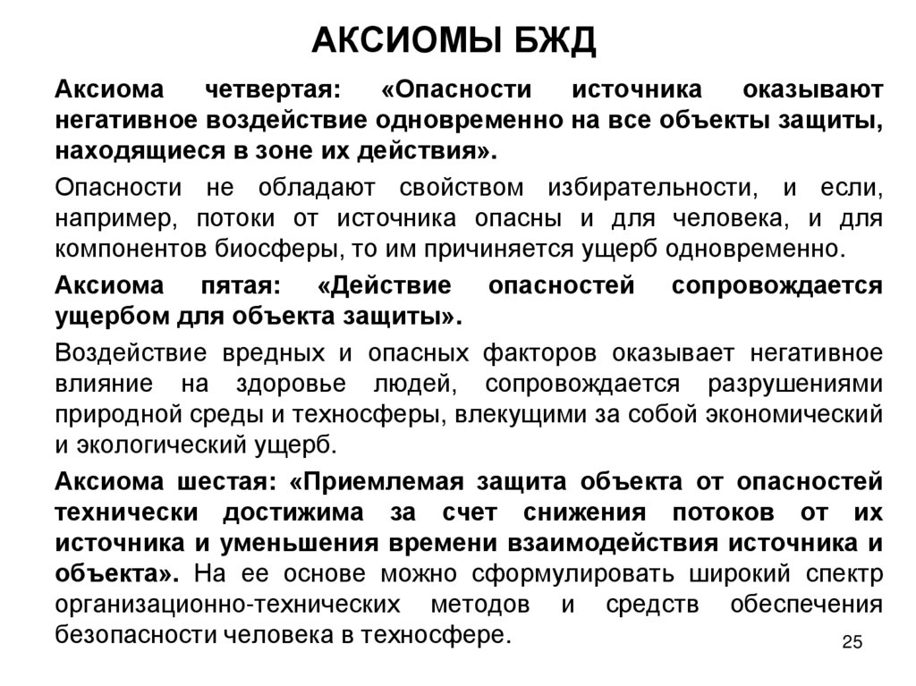 АКСИОМЫ БЖД