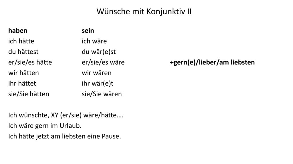 Wünsche mit Konjunktiv II