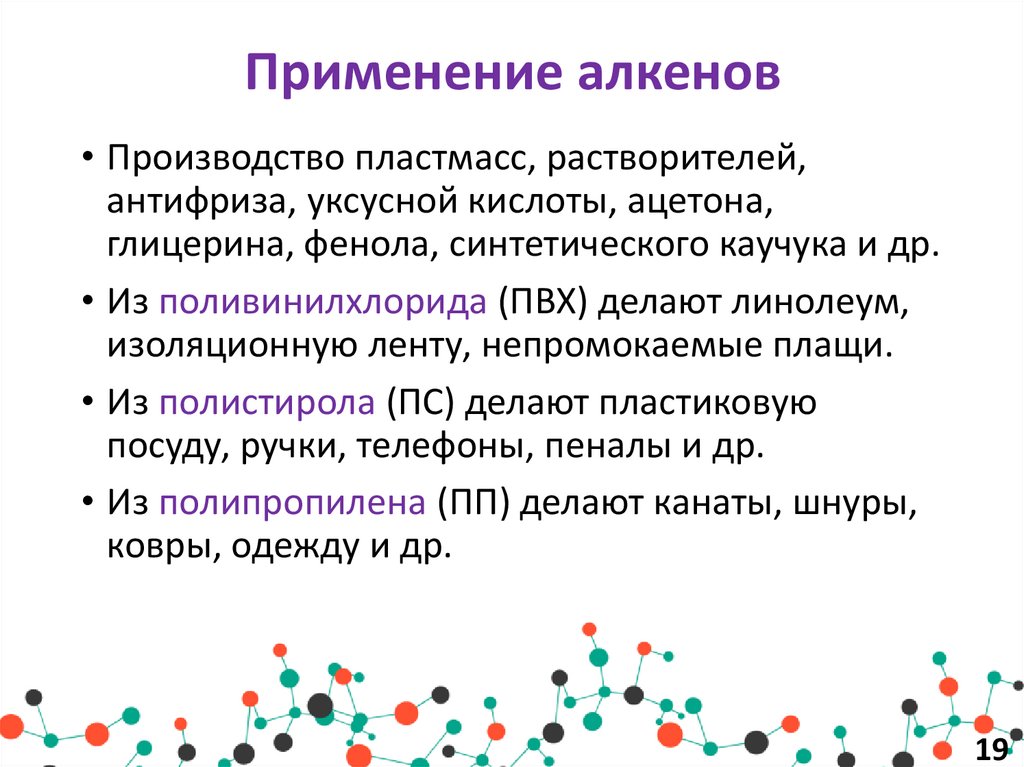 Применение алкенов