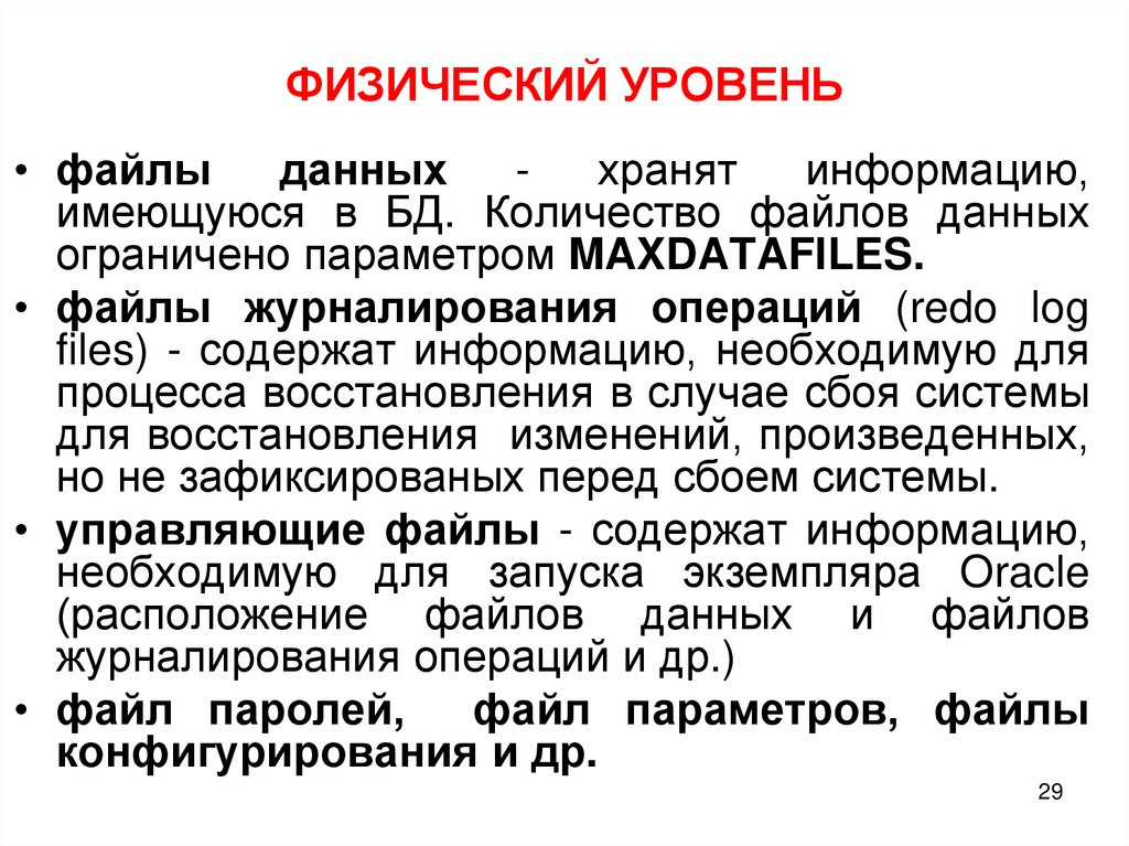 ФИЗИЧЕСКИЙ УРОВЕНЬ