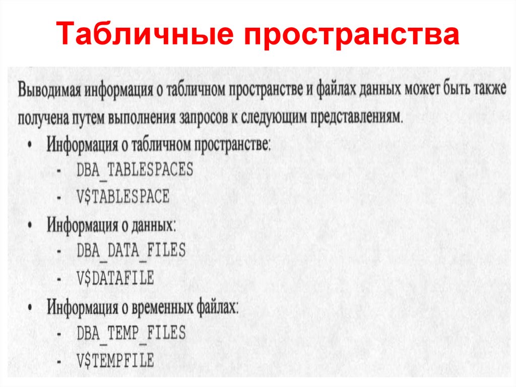 Табличные пространства