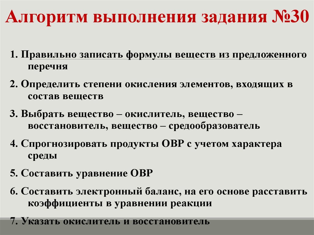 Алгоритм выполнения задания №30