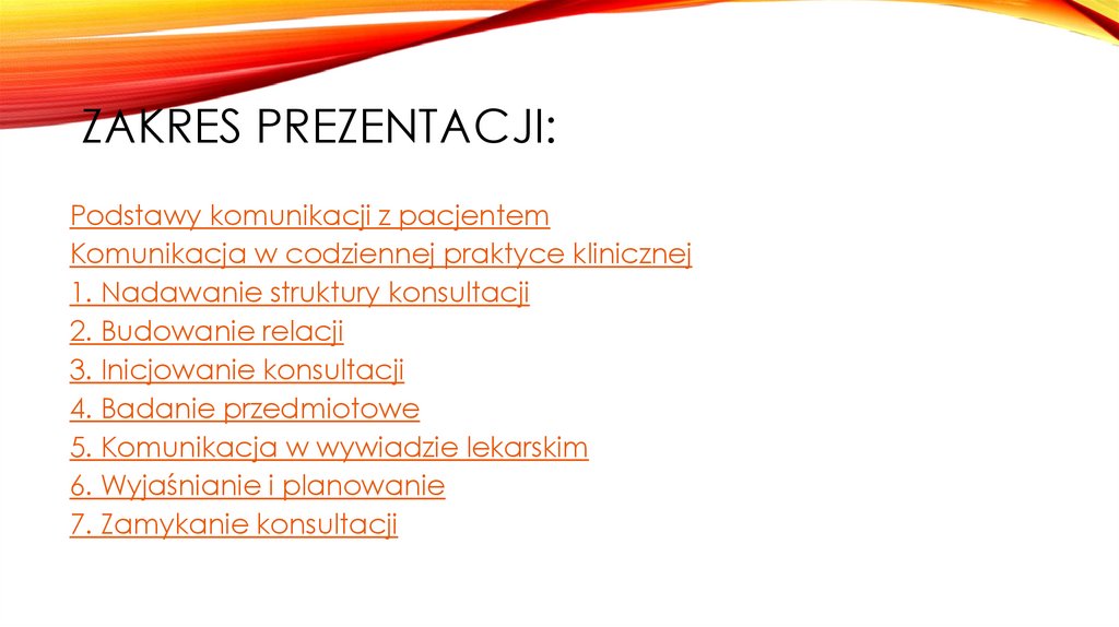 Zakres prezentacji:
