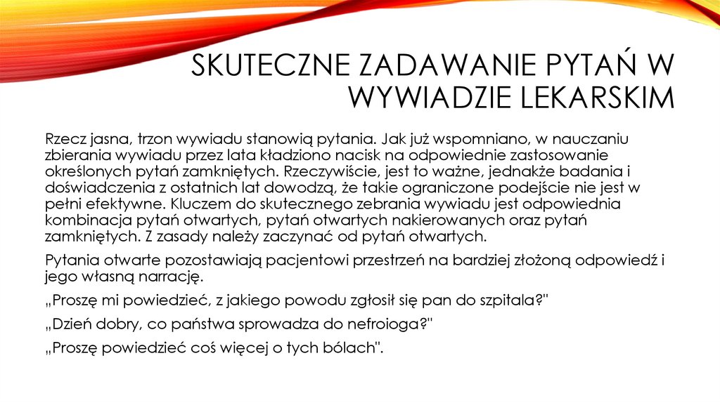 Skuteczne zadawanie pytań w wywiadzie lekarskim