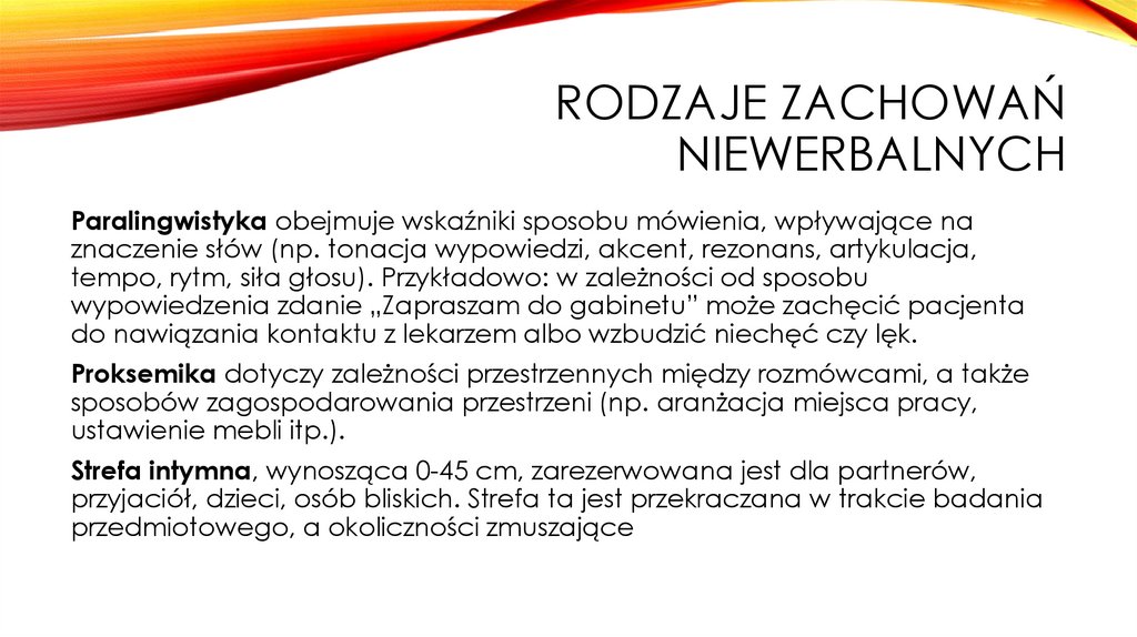 Rodzaje zachowań niewerbalnych