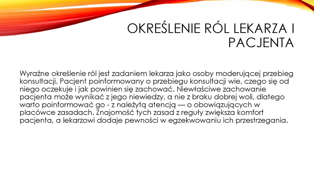 Określenie ról lekarza i pacjenta