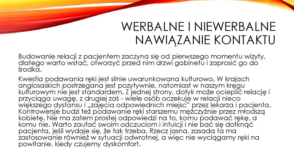 Werbalne i niewerbalne nawiązanie kontaktu