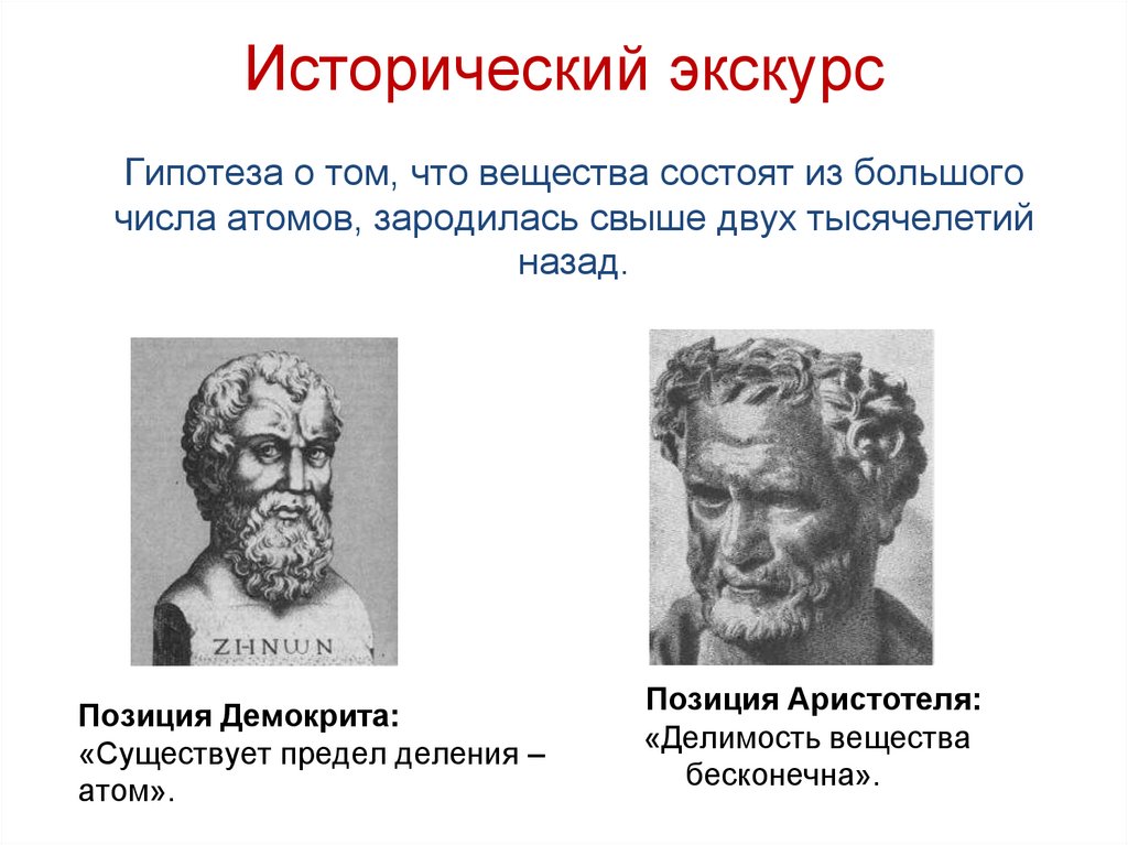 Гипотеза о том, что вещества состоят из большого числа атомов, зародилась свыше двух тысячелетий назад.