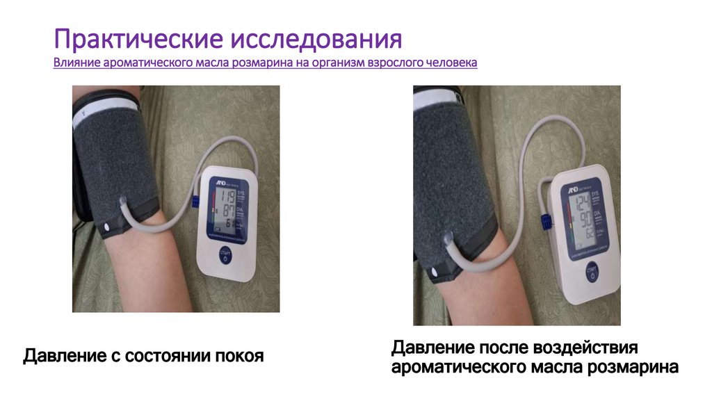 Практические исследования Влияние ароматического масла розмарина на организм взрослого человека