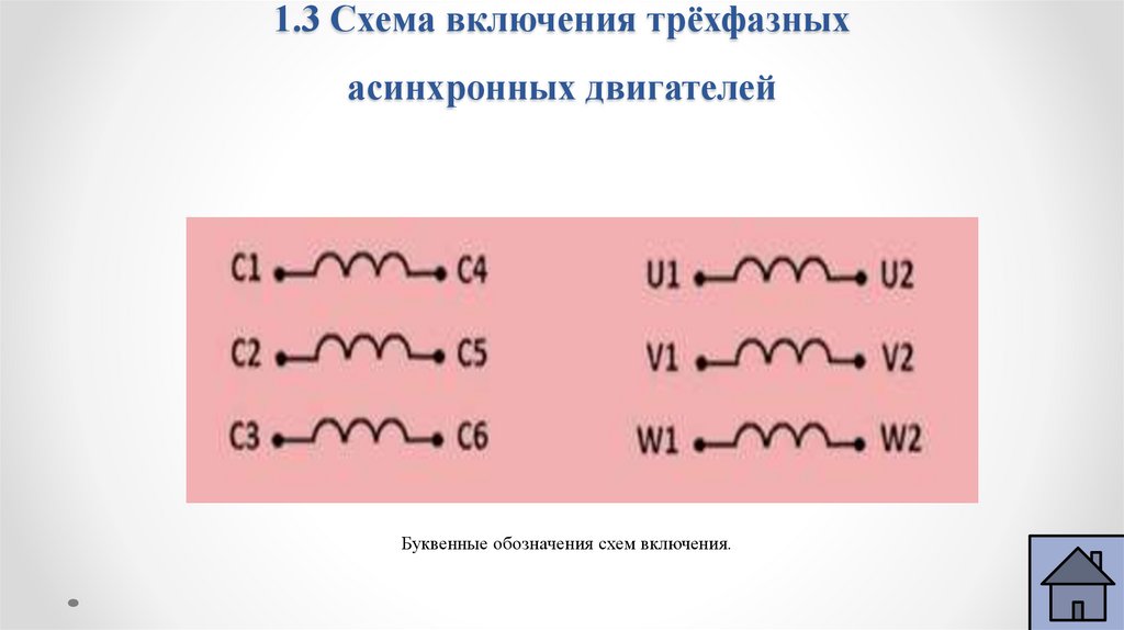 1.3 Схема включения трёхфазных асинхронных двигателей