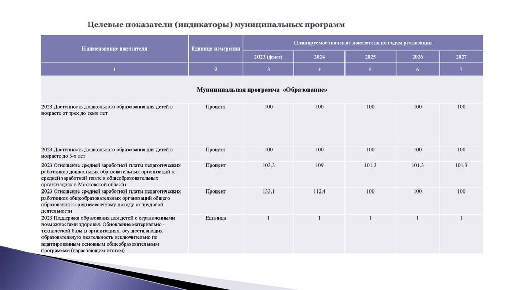 Целевые показатели (индикаторы) муниципальных программ