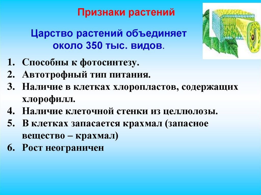 Признаки растений