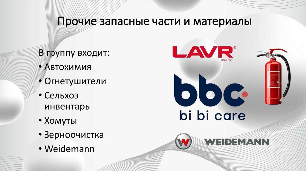 Прочие запасные части и материалы