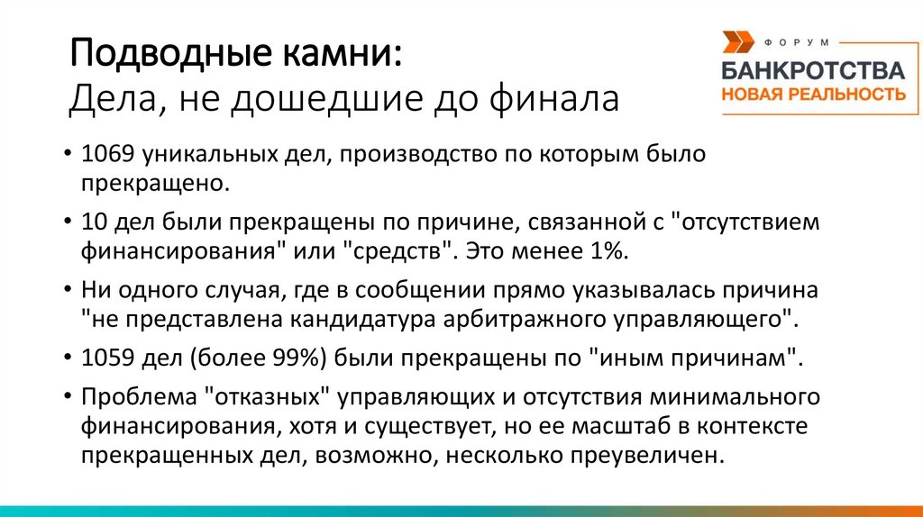 Подводные камни: Дела, не дошедшие до финала