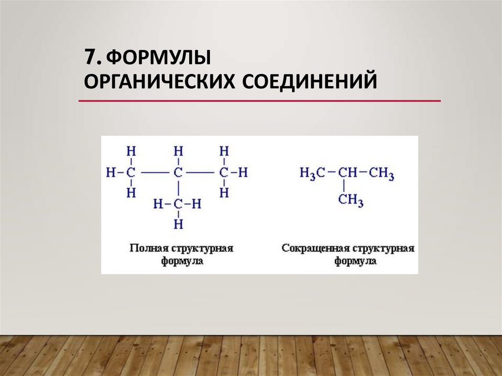 7. Формулы органических соединений