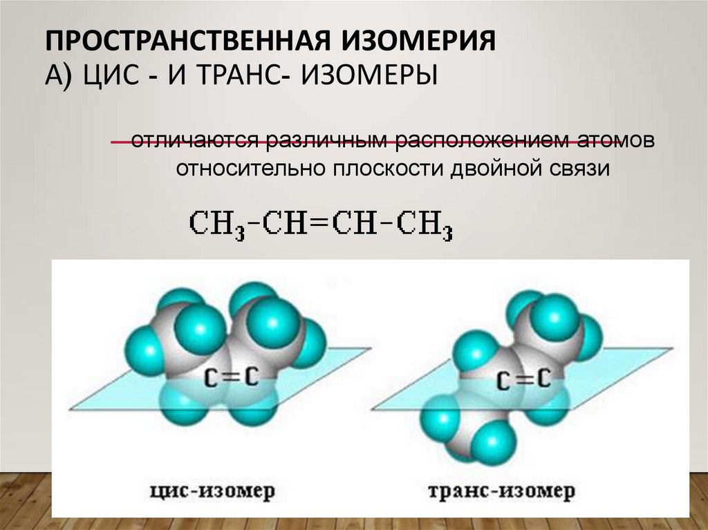 Пространственная изомерия а) цис - и транс- изомеры