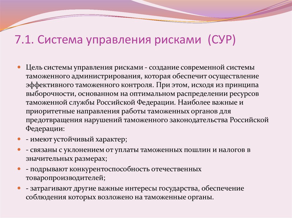 7.1. Система управления рисками (СУР)