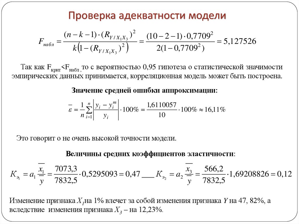 Проверка адекватности модели