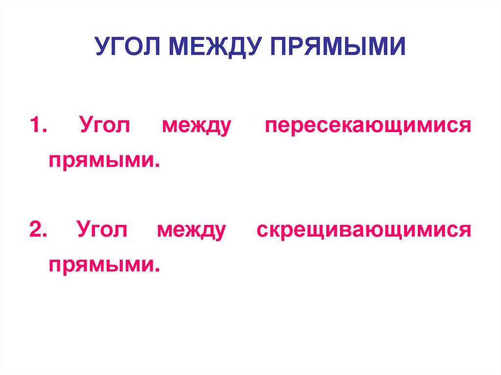 УГОЛ МЕЖДУ ПРЯМЫМИ